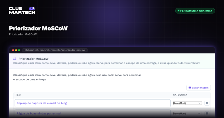 Priorizador MoSCoW - Club Martech