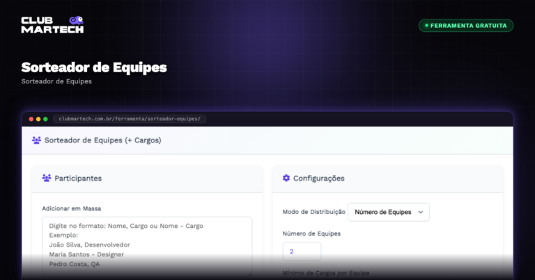 Sorteador de Equipes - Club Martech