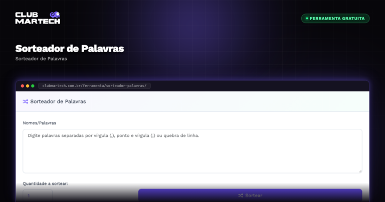 Sorteador de Palavras - Club Martech