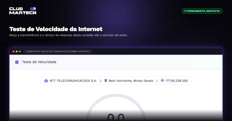 Teste de Velocidade da Internet - Club Martech
