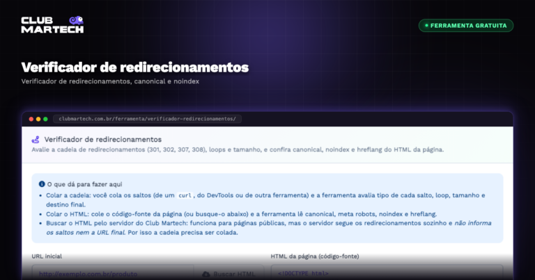 Verificador de redirecionamentos - Club Martech