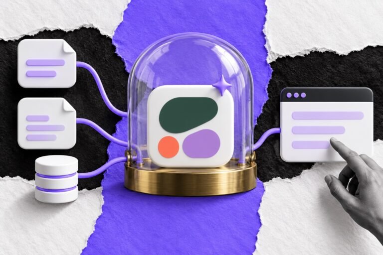 Colagem: logo da Cohere protegido numa redoma de vidro recebendo documentos e dados por tubos