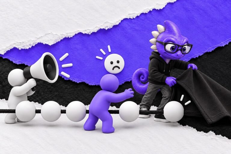 Efeito sufixo: ilustração com o Marc e bonequinhos de argila — white bead row covered by a black cloth