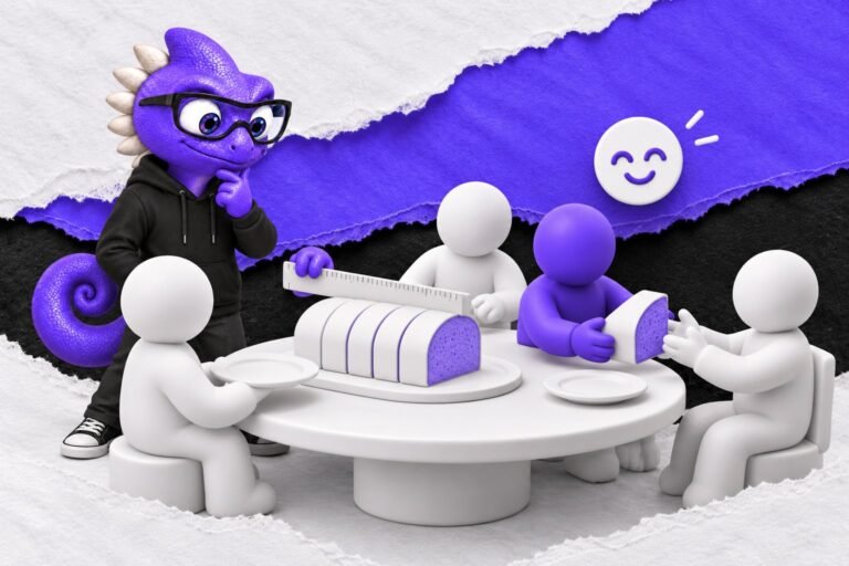 Favoritismo intragrupal: ilustração com o Marc e bonequinhos de argila — round white table with a loaf and blank plates